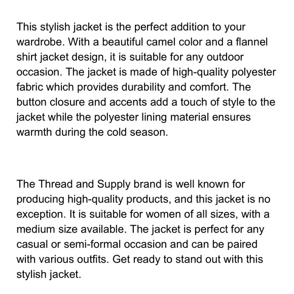 Thread and Supply Camel Shacket - Picture 7 of 7